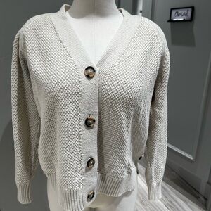 Women's Cream Button-Up Sweater
